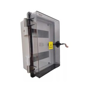 GABINETE PLAST. IP65 456 C/CERRAD. C/RIEL DIN PUERTA CRISTAL 16 POLOS