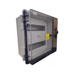 GABINETE PLAST. IP65 456 C/CERRAD. C/RIEL DIN PUERTA CRISTAL 24 POLOS