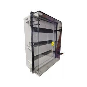 GABINETE PLAST. IP65 456 C/CERRAD. C/RIEL DIN PUERTA CRISTAL 54 POLOS