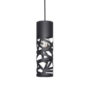 COLGANTE TUBO 1 9,2CM DIAM ALT 32CM E27 NEGRO