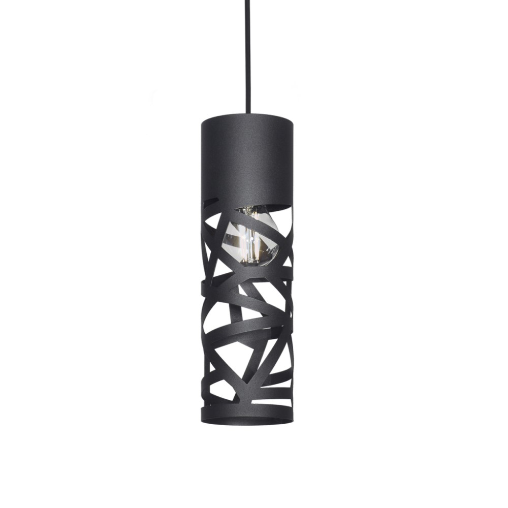 COLGANTE TUBO 1 9,2CM DIAM ALT 32CM E27 NEGRO