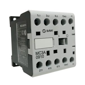 Minicontactor tripolar BAW. AC3 4kW-9A 1NO Bob: 24Vac 50-60Hz