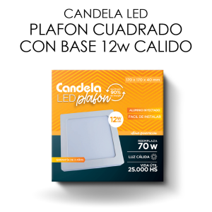 PANEL LED PLAFON LUZ CALIDA 12W CUADRADO SOBREPONER