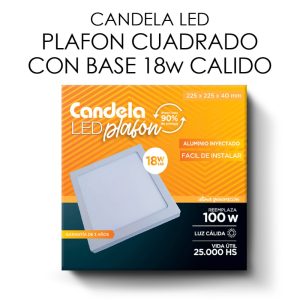 PANEL LED PLAFON LUZ CALIDA 18W CUADRADO SOBREPONER