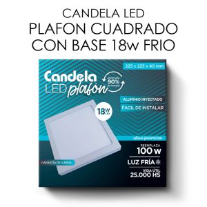 PANEL LED PLAFON LUZ FRIA 18W CUADRADO SOBREPONER