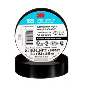 Cinta aisl adh PVC 18M NEG 19mmA 0,15mmE 165