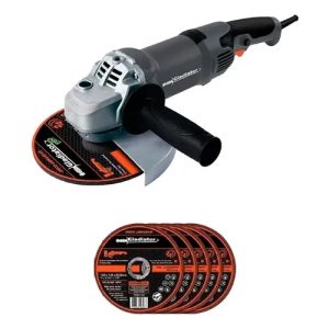 Amoladora Angular 180mm 7" 1600W con 5 Discos
