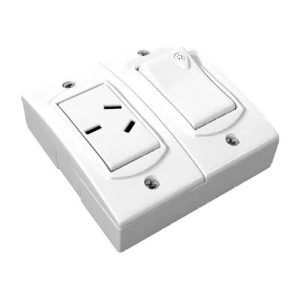 Llave Exterior 1 Punto y 1 Toma 10A+T Blanco Extra Chata