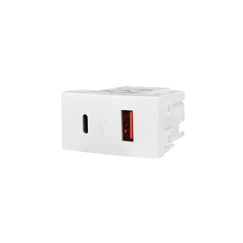 Toma USB A+C 30W Blanco sin Módulo