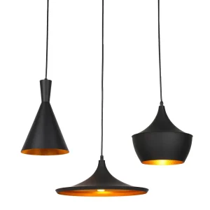 BEAT TRIO - COLGANTE RECTANGULAR TRES BEATS COMBINADOS NEGROS E27